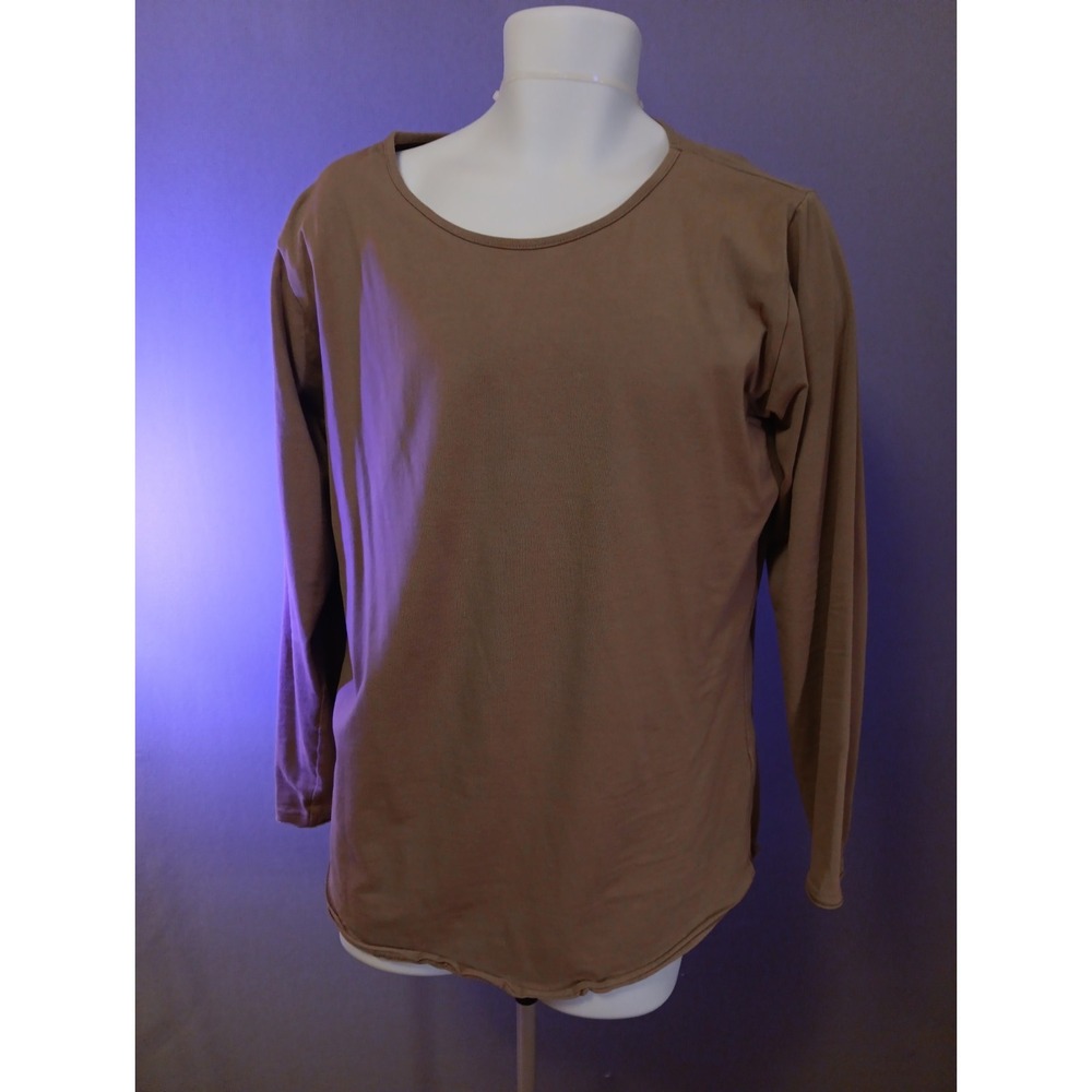 Alphalete Men's Medium Lifestyle Fit Brown Stretch Cotton Long Sleeve Crew Neck